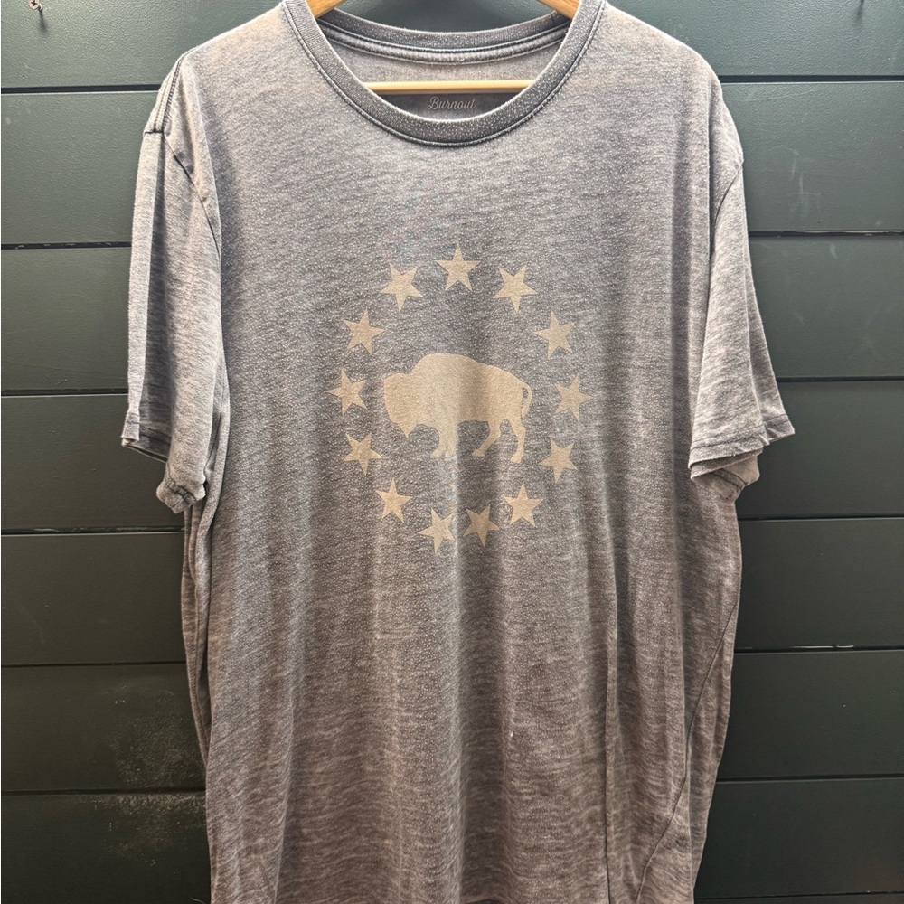 Lucky Brand Venice Burnout Gray Buffalo Graphic Tee